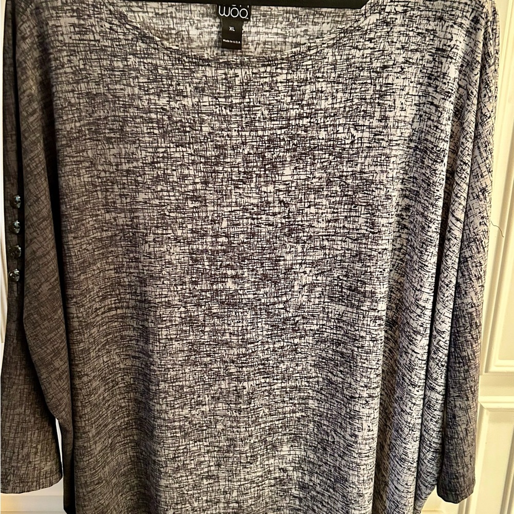 Elegant Clara Sun Woo Women's Black and Gray Blouse